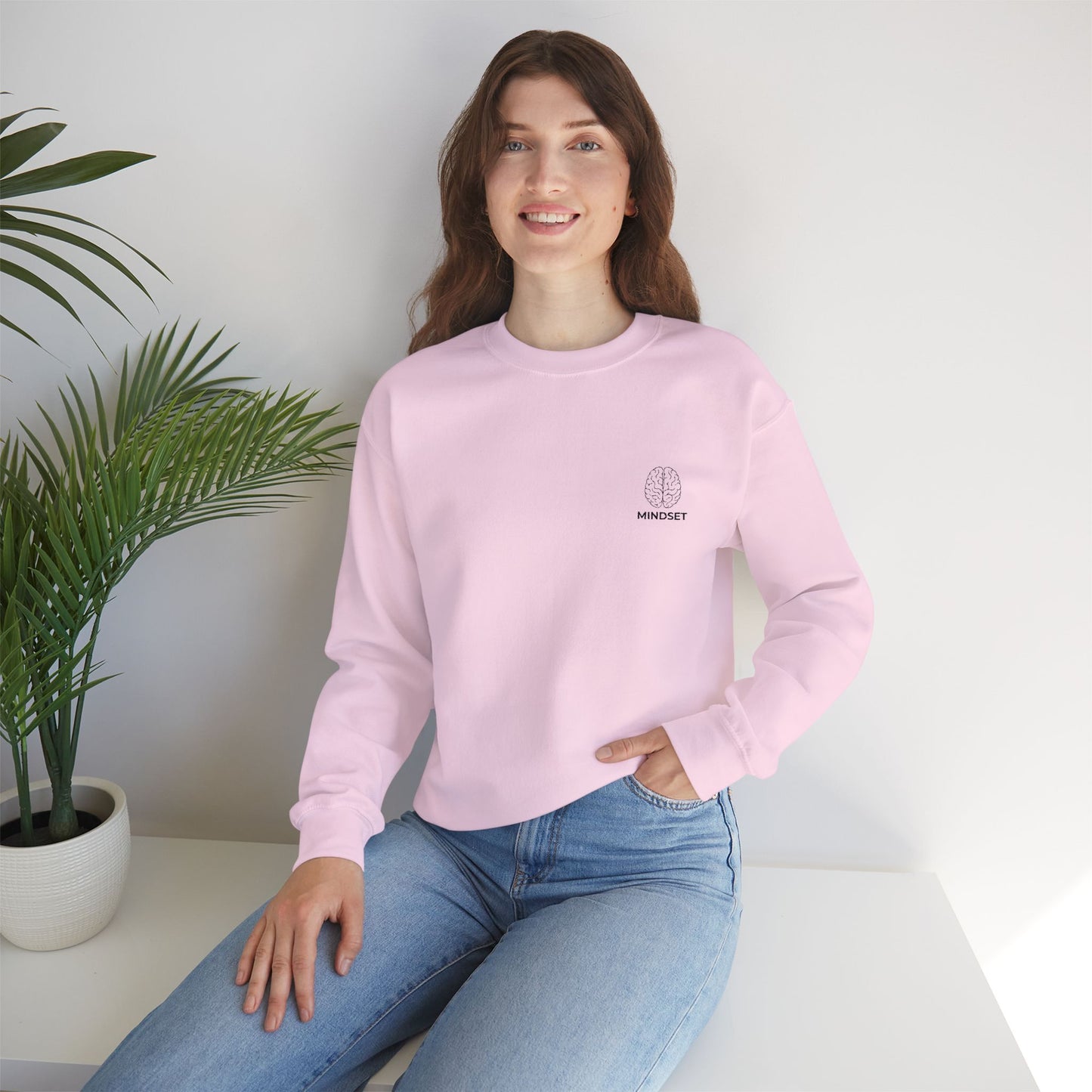 Mindset - Embroidered Cozy Autumn Unisex Sweatshirt, Fall Fashion, Comfortable Casual Wear, Gift, Everyday Style