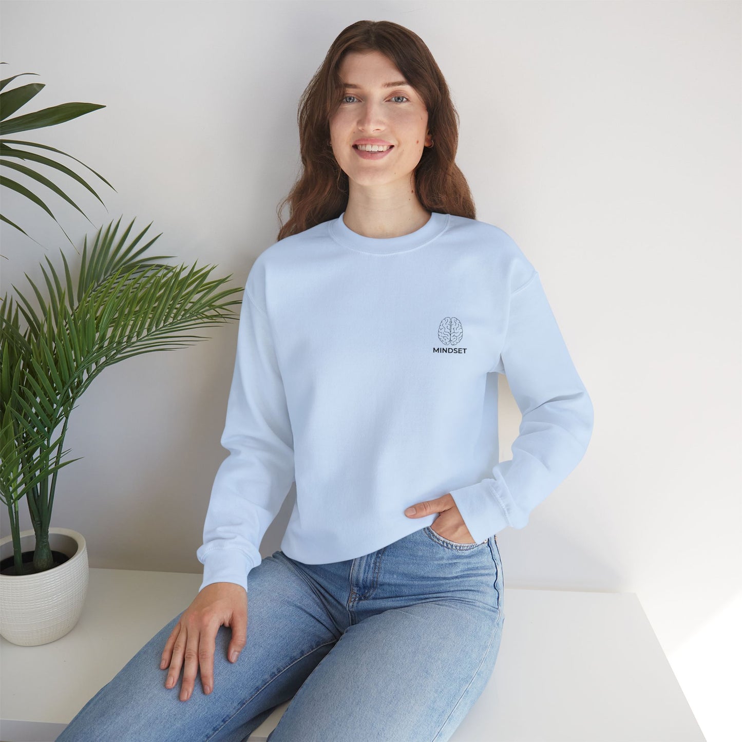 Mindset - Embroidered Cozy Autumn Unisex Sweatshirt, Fall Fashion, Comfortable Casual Wear, Gift, Everyday Style