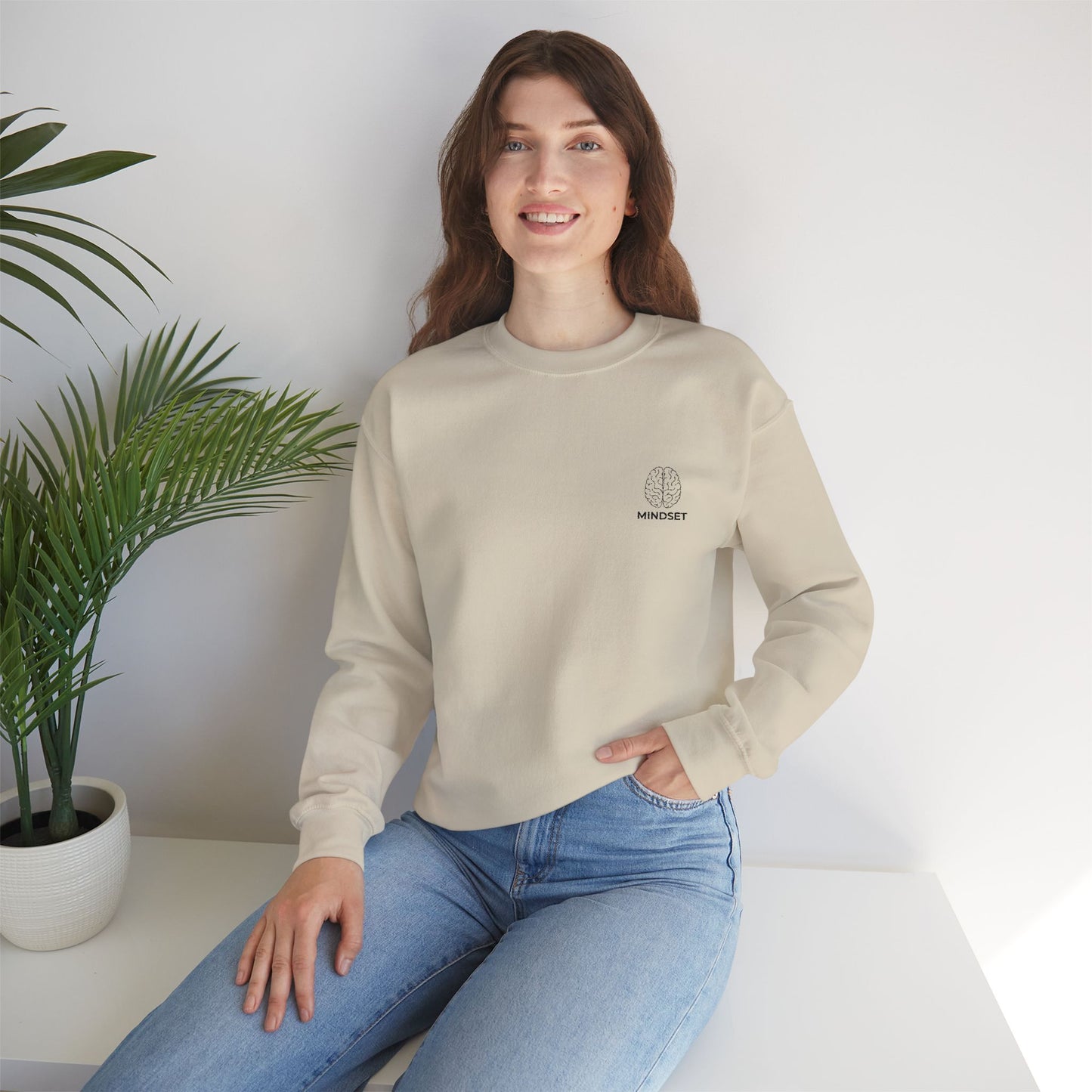 Mindset - Embroidered Cozy Autumn Unisex Sweatshirt, Fall Fashion, Comfortable Casual Wear, Gift, Everyday Style