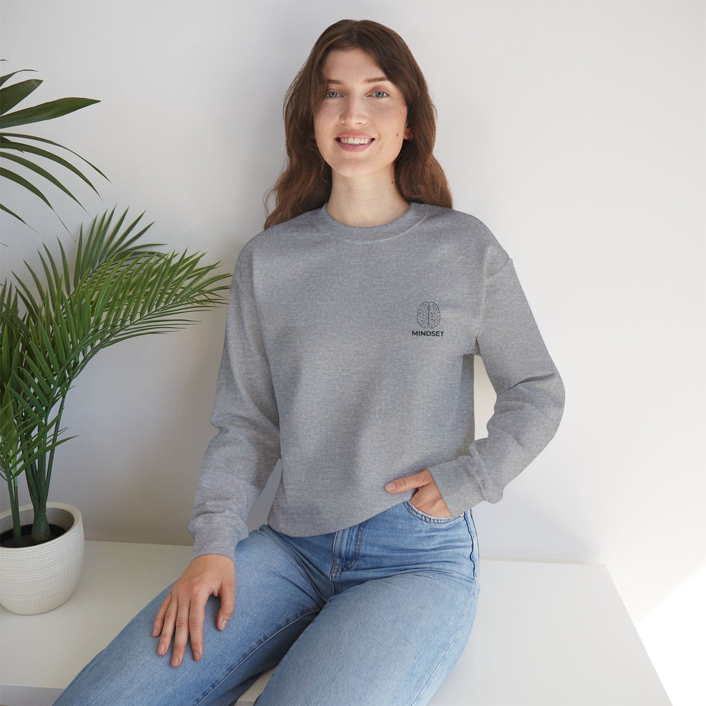 Mindset - Embroidered Cozy Autumn Unisex Sweatshirt, Fall Fashion, Comfortable Casual Wear, Gift, Everyday Style