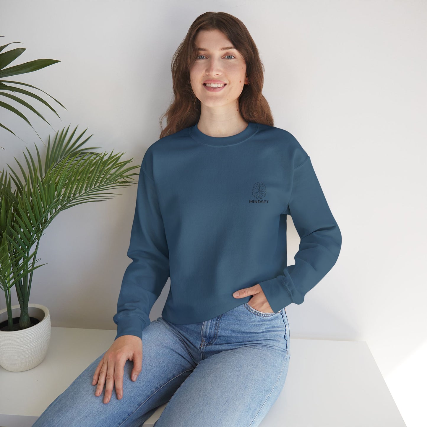 Mindset - Embroidered Cozy Autumn Unisex Sweatshirt, Fall Fashion, Comfortable Casual Wear, Gift, Everyday Style