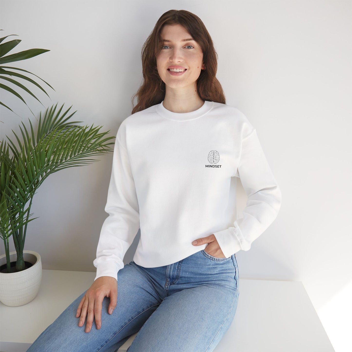 Mindset - Embroidered Cozy Autumn Unisex Sweatshirt, Fall Fashion, Comfortable Casual Wear, Gift, Everyday Style